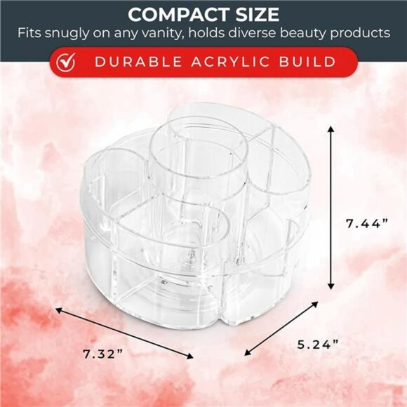 Clear Rotating Makeup Organizer Small 360 Spinning Cosmetic Storage Vanity Caddy - Picture 2 of 7